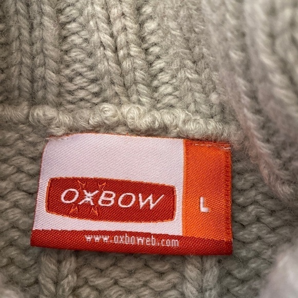 OXBOW Cable knit Wool Sweater Womens L Stone Ribbed Turtleneck quiet Luxury - Picture 6 of 8